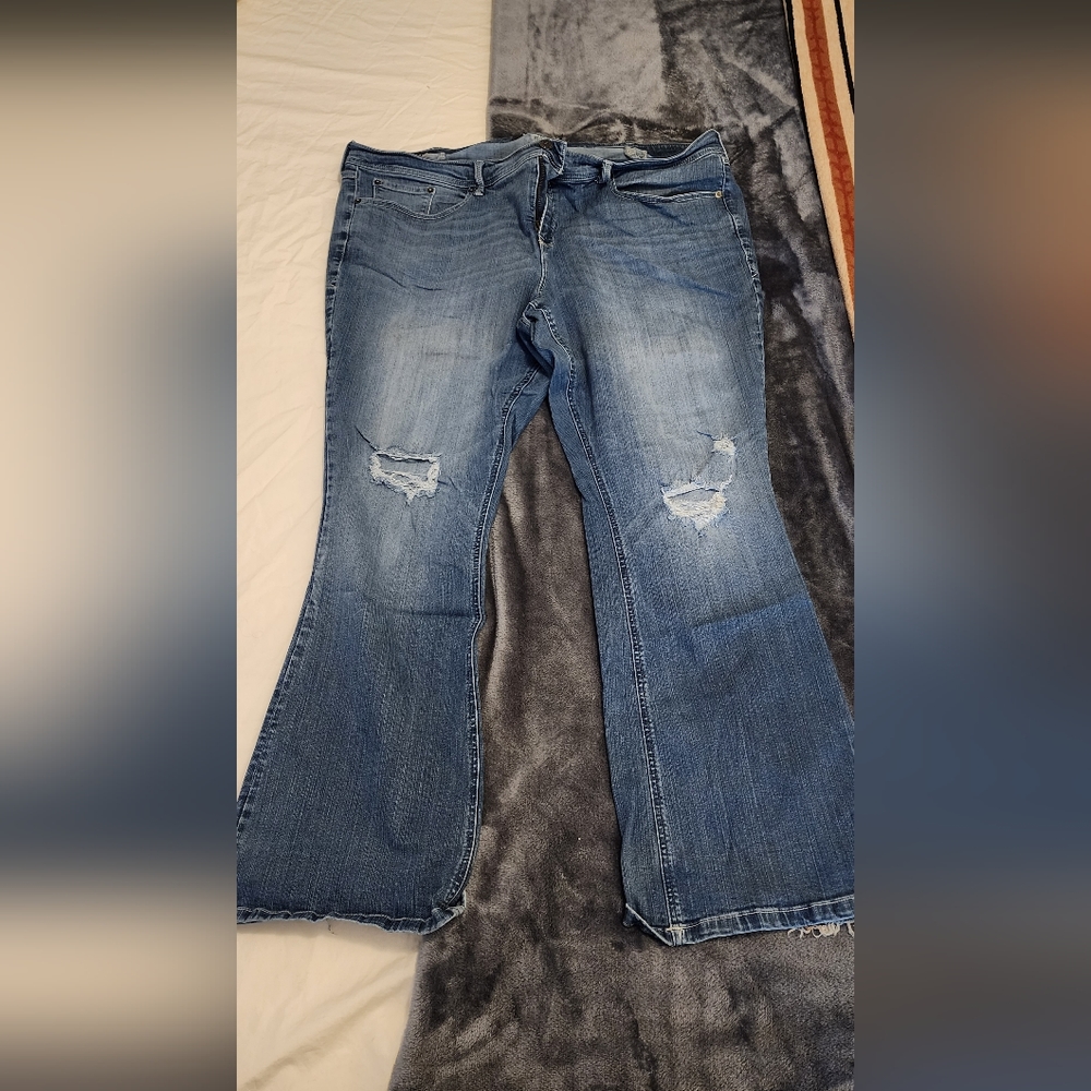 Torrid Ripped/Distressed Flare Plus-size Jeans, 24 Short.